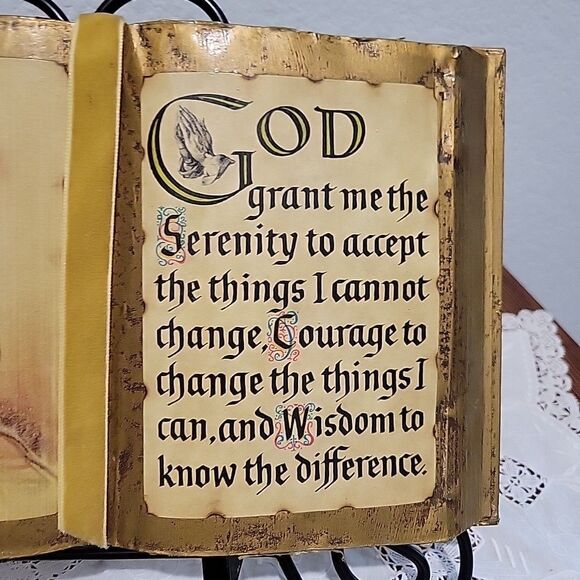W E Sallman Serenity Prayer Jesus Gold Tone Decoupaged Book Religious Decor Art - Picture 9 of 9